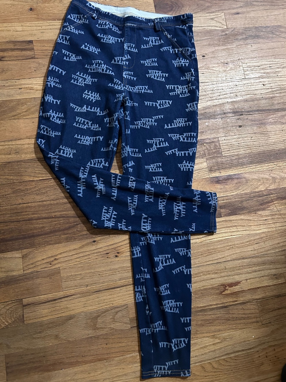 YITTY Navy Logo-Print Kids Leggings